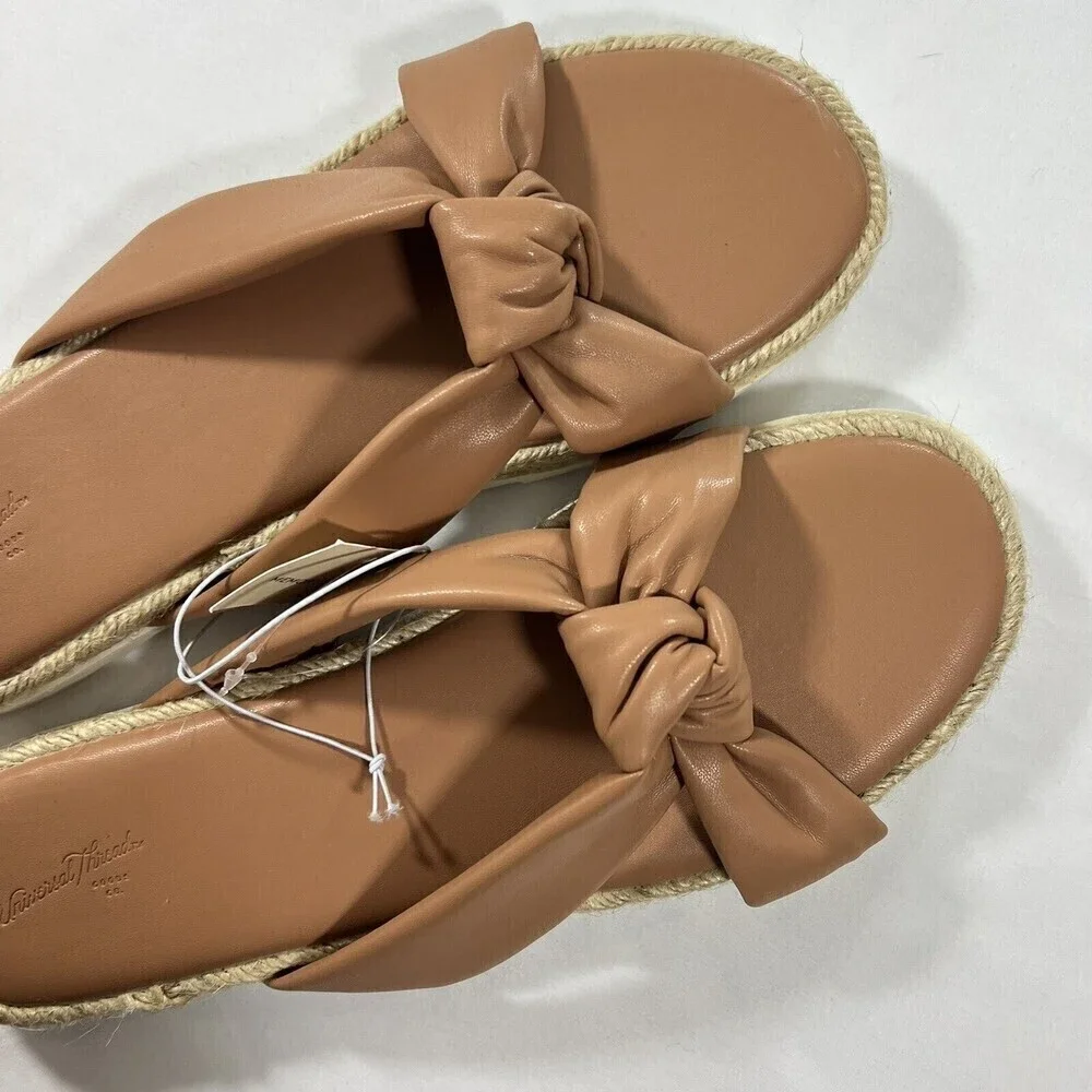 Universal‎ Threads Open Toe Tan Knotted Espadrille Sandals Size 11